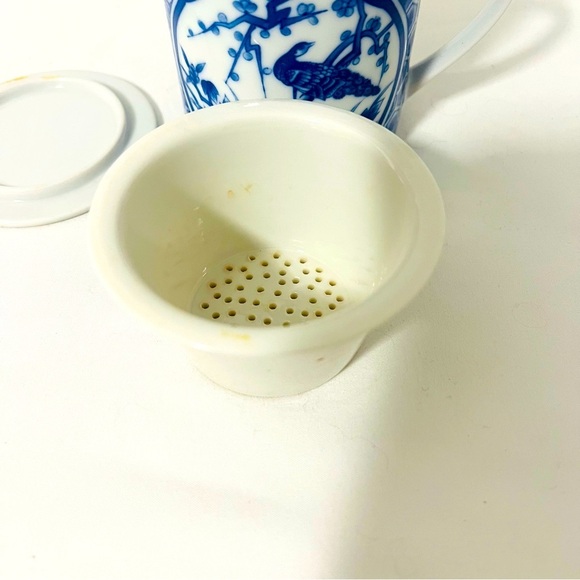 Porcelain Asian Chinese Coffee Mug Tea Cup With Lid, with Strainer Dragon Design - Picture 4 of 9